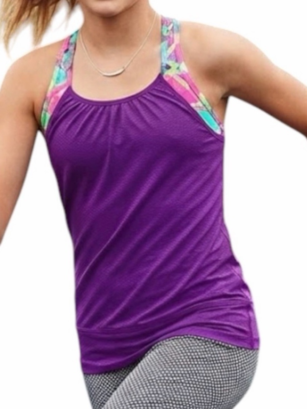 IVIVVA Kids Purple Geo Print Double Dutch Tank Built In Bra Size 12